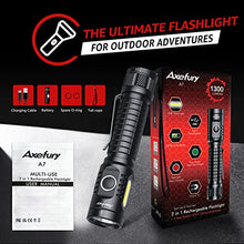 Load image into Gallery viewer, axefury Flashlight, Rechargeable Magnetic LED Flashlight High Powered 1300 Lumens,Tactical LED Light Torch COB Work Light,9 Modes,IP67 Outdoor Gear A7
