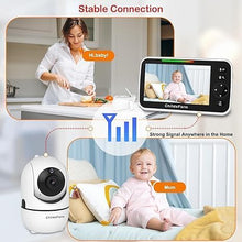 Load image into Gallery viewer, Video Baby Monitor, 5’’ Screen with 30-Hour Battery, Video Baby Monitor with Camera and Audio, Remote Pan-Tilt-Zoom, 2-Way Talk, VOX, Night Vision, 8 Lullabies, 1000ft Range, No WiF
