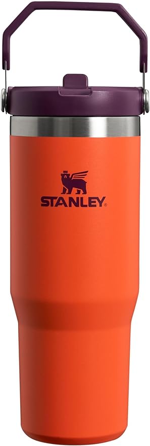 Stanley IceFlow Flip Straw Tumbler with Handle 30 oz | Twist On Lid and Flip Up Straw | Leak Resistant Water Bottle | Insulated Stainless Steel |BPA-Free | Tigerlily Plum