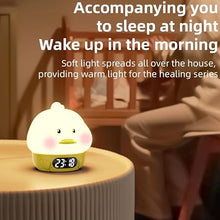 Load image into Gallery viewer, RUISHINE Alarm Clock Lights for Kids-Duck Night Lights,Temperature Display,RGB Color Changing, Wake up Timer, Rechargelable Touch Lamp for Breastfeeding,Silicone Baby Nursery Nightlight Duck
