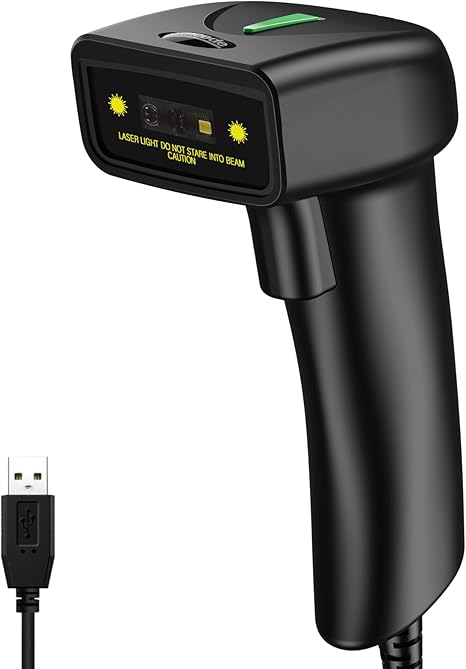 Barcode Scanner,Symcode USB Laser Barcode Scanner Handheld Wired Bar Code Scanner Reader Small and Exquisite Black