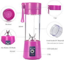 Load image into Gallery viewer, Portable Blender Cup,Electric USB Juicer Blender,Mini Blender Portable Blender For Shakes and Smoothies, juice,380ml, Six Blades Great for Mixing,purple
