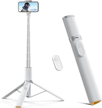 Load image into Gallery viewer, TODI 63" Phone Tripod, Tripod for iPhone &amp; Selfie Stick Tripod with Remote, Phone Tripod Stand for Video Recording, Travel Tripod for Cell Phone Tripod, Compatible with iPhone 15/14/13/Android (White)
