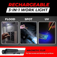 Load image into Gallery viewer, GearLight Rechargeable 3-1 LED COB Work Light with Magnetic Back - This Handheld Flashlight has 3 Modes a Pen Light, Flood Light, and 365nm UV Light - Compact Birthday Gift for Men
