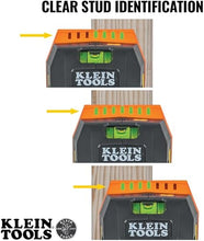 Load image into Gallery viewer, Klein Tools ESF150LL Electronic Stud Finder with Cross-Line Lasers, Bubble Level, Laser Class 3R ?5mW 15-Foot in All Directions, for Wood and Metal Studs, Bright Green LEDs, Batteries Included
