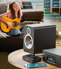 Load image into Gallery viewer, KAIY Bluetooth 5.3 Receiver for Home Stereo, Optical Low Latency &amp; HD Music Audio Bluetooth to RCA Adapter for Stereo/Speakers/Wired Speakers/Home Audio Music Streaming Stereo System, Support AUX/USB
