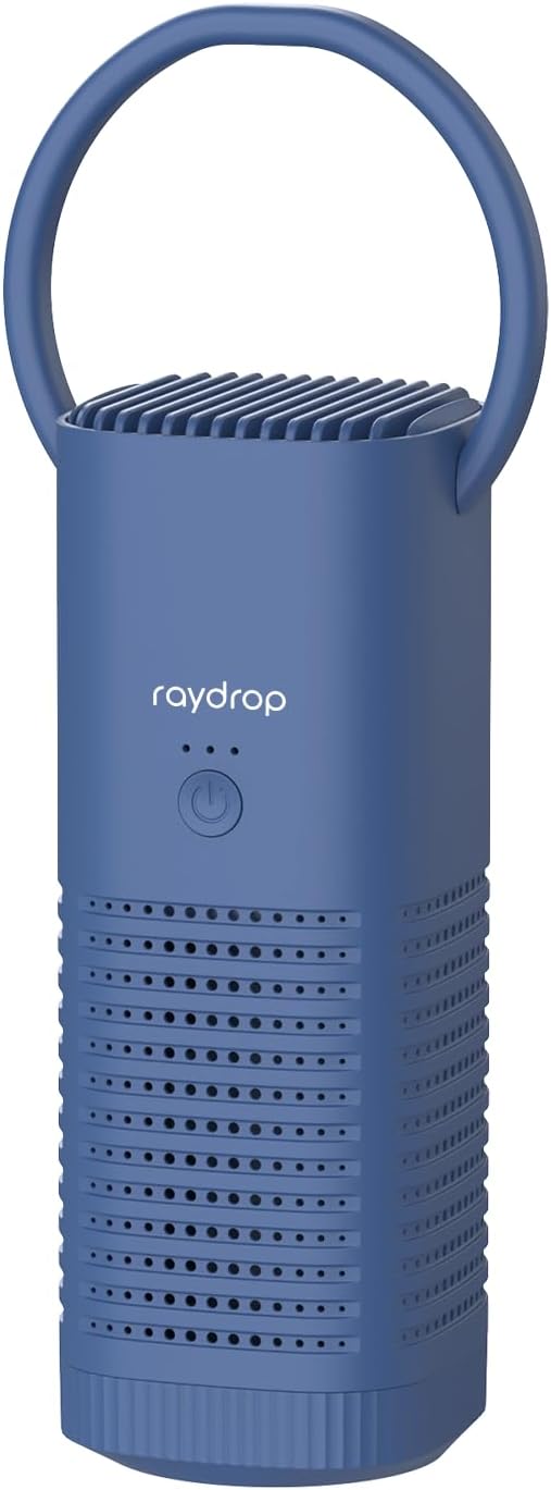 raydrop Portable Mini Air Purifier, Cordless Small HEPA Air Purifier, Personal Desk Air Purifier for Car Travel Bedroom Office Room Dorm, Rechargeable, Aromatherapy (Blue)