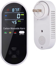 Load image into Gallery viewer, Carbon Monoxide Detectors, Carbon Monoxide Detector Plug in with Temperature Humidity Sensor Built-in, CO Level Monitor Alarm with Clear LCD Display Sound &amp; Light Warning for Home/Hotel/RV
