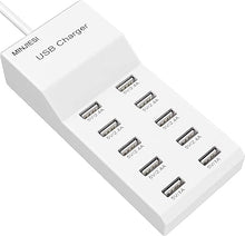 Load image into Gallery viewer, USB Charging Stations 50w10A 10 Ports Multiple Charging Block/Power USB Strip for iPhone Android Smartphone Tablet Smart Watch AirPods Samsung and Multiple Charger Plug…
