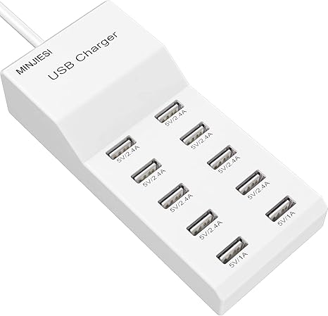 USB Charging Stations 50w10A 10 Ports Multiple Charging Block/Power USB Strip for iPhone Android Smartphone Tablet Smart Watch AirPods Samsung and Multiple Charger Plug…