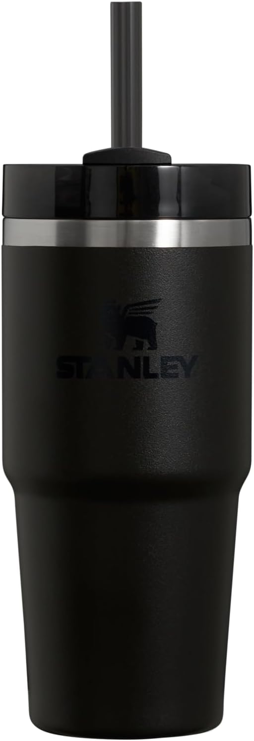 Stanley Quencher H2.0 FlowState Stainless Steel Vacuum Insulated Tumbler with Lid and Straw for Water, Iced Tea or Coffee, Smoothie and More, Black 2.0, 14oz