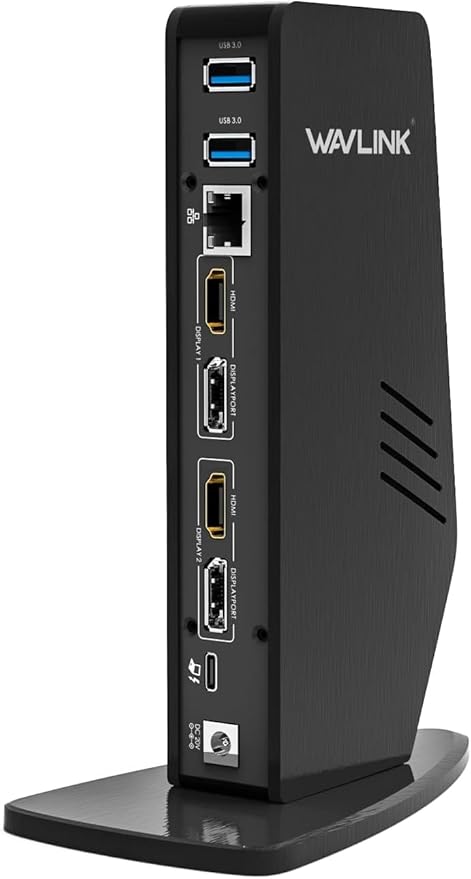 WAVLINK 4K USB C Laptop Docking Station Dual Monitor for MacBook and Windows, Displaylink Docking Station with Power Charing, 2X USB-C, 3X USB 3.0, 2X HDMI + DP, Ethernet, Audio