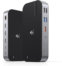 Load image into Gallery viewer, Laptop Docking Station,16 in 1 Docking Station USB C Dock Triple Monitor,USB C Docking Station with 3 HDMI,PD 100W, USB 3.1/3.0/2.0,RJ 45 Ethernet,SD/TF,Audio for Dell/HP/Lenovo
