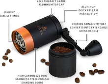 Load image into Gallery viewer, VSSL Java G45 Coffee Manual Coffee Grinder, Up To 45 Gram Capacity, Stainless Steel Conical Burr, Carbon
