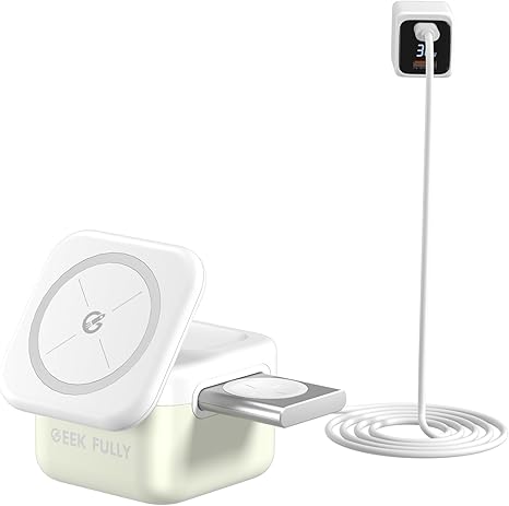 3 in-1 Magnetic Charger 15W Fast Charging Foldable Charger Stand for Apple Devices Compatible with Phone, AirPods 3/2/pro, iWatch Series (Included 33W Digital Display Adapter)