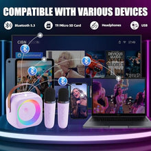 Load image into Gallery viewer, ZERFUN Mini Karaoke Machine Microphone for Kids Adults, Wireless Microphones Rechargeable with Bluetooth Speaker, Toys Gifts Presents for Girls Toddler Birthday Christmas, Purple
