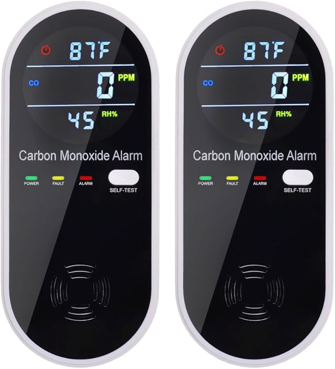 3 in 1 Carbon Monoxide Detector, KH Alert Portable Carbon Monoxide Detectors for Travel, Plug in Carbon Monoxide Detector with Temperature Humidity Sensor Built-in, Easy to Read & Install