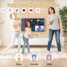 Load image into Gallery viewer, HWWR Karaoke Machine for Kids Adults, Portable Bluetooth Speaker Mini Karaoke Machine with 2 Wireless Microphones &amp; LED Lights for Home Parties Gathering, Xmas Birthday Gifts for Girls Boys All
