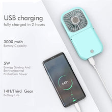 Load image into Gallery viewer, Portable Neck Fan Mini Quiet Handheld Personal Foldable USB Rechargeable Fan Operated for Home Office Outdoor Travel, 3000mAh Power Bank Hands Free Necklace Fans (Green)

