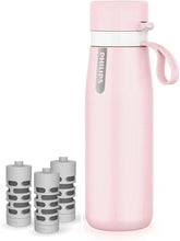 Load image into Gallery viewer, PHILIPS Filtered Water Bottle, Insulated Stainless Steel Water Bottles with Filter, Replaces 450 Plastic Bottle with 3 GoZero Everyday Water Filter, BPA-Free Filter Bottle, Keeps Cold/Hot,18.6oz
