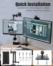 Load image into Gallery viewer, Wukanleng Single Monitor Desktop/Wall Mount Stand - Fits 4.7-15.6'' Monitor, Tablets, Surface Pro - Full Motion Adjustable with Metal Ball Head
