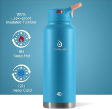 Load image into Gallery viewer, IDEUS Vacuum Insulated Water Bottle, 40 oz Stainless Steel Water Bottles with Straw and Spout Lid, Reusable Metal Water Bottle Leak Proof Gym Water Bottle, BPA-Free(Blue Atoll)
