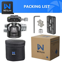 Load image into Gallery viewer, Low Profile Ball Head 55mm Tripod Ball Head WEYLLAN CH55 Heavy Duty 360 Panoramic Tripod Head, Large Size CNC Aluminum Camera Head for Tripod, with Two Arca Quick Release Plates, Max Load 88lbs/40kg
