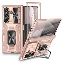 Load image into Gallery viewer, VEGO for Samsung Galaxy Z Fold 7 Case with Stand[Built in Screen Protector &amp; Slide Lens Cover]Hinge Protection Hard Shell Rugged Kickstand Full Body Protective Phone Case for Z Fold 7 2025 - Rose Gold
