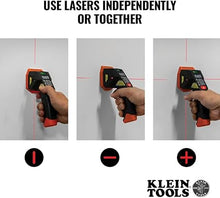 Load image into Gallery viewer, Klein Tools ESF150LL Electronic Stud Finder with Cross-Line Lasers, Bubble Level, Laser Class 3R ?5mW 15-Foot in All Directions, for Wood and Metal Studs, Bright Green LEDs, Batteries Included
