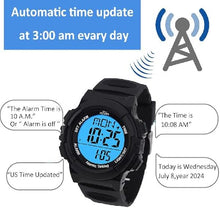 Load image into Gallery viewer, Five Senses Atomic English Talking Watch for Seniors Men and Women Talking with Day-Date Loud Alarm Clock Visually Impaired (Black)
