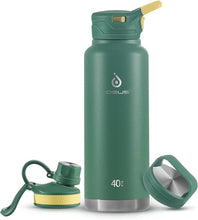 Load image into Gallery viewer, IDEUS Vacuum Insulated Water Bottle, 40 oz Stainless Steel Water Bottles with Straw and Spout Lid, Reusable Metal Water Bottle Leak Proof Gym Water Bottle, BPA-Free(Green)
