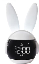 Load image into Gallery viewer, Kids Alarm Clock for Kids, Bunny Alarm Clocks for Girls Boys, White Kid Alarm Clock with Ringtones &amp; Night Light Rechargeable Snoozing
