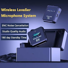 Load image into Gallery viewer, Wireless Lavalier Microphone, with Noise Cancellation?Auto-Dodge, Reverb Mode,3000mA Charging Case, for iPhone,iPad,Android,Camera,2 Pack Wireless Lavalier Clip Mics Live Streaming
