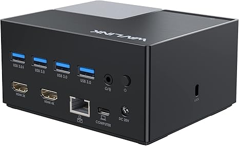 WAVLINK USB C Docking Station Dual Monitor, Laptop Docking Station Dual HDMI with PD 100W, HDMI, USB C, Ethernet, 4X USB 3.0, Audio, for MacOS and Windows