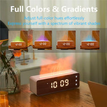 Load image into Gallery viewer, ClocTeck Flame Diffuser Humidifier, 700ml Large Fire Diffuser Humidifier for Desk, Full-Color Adjustable, Time &amp; Humidness Display, 26dB Quiet, Cool Mist Diffuser, Essential Oil Diffuser for Bedroom
