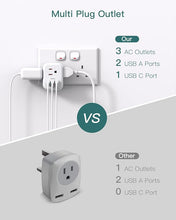 Load image into Gallery viewer, US to UK Ireland Plug Adapter, Addtam Type G Power Adapter with 3 AC Outlets and 3 USB(1 USB C), Travel Essentials for USA to Dubai Scotland British London England Hong Kong Irish
