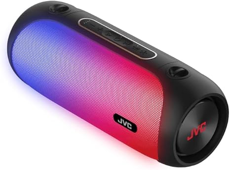 JVC Illuminated Portable Wireless Speaker with 30W max outputs, Dynamic Sound, Bluetooth 5.0, TWS Capability, USB-C, AUX in, up to 6-Hour Battery Life - SPPA7BTB (Black)