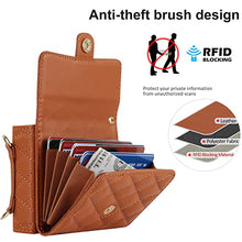 Load image into Gallery viewer, XIMAND for Samsung Galaxy Z Flip 7 Accordion Crossbody Wallet Case, 4 Card Slots, RFID Blocking, and Adjustable Strap - Stylish and Versatile Accessory.(Brown)
