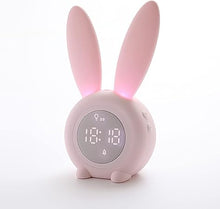 Load image into Gallery viewer, Kids Bunny Alarm Clock with Night Light 6 Ringtones, Cute Touch Control and Rechargeable Snooze Clock for Children Girls Bedroom
