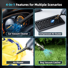 Load image into Gallery viewer, AX2V Portable Car Vacuum 16000Pa Mini Vacuum Cleaner for car,Low Noise Hand Vacuum Cordless Rechargeable, for car Detailing Keyboard Cleaner Home Cleaning
