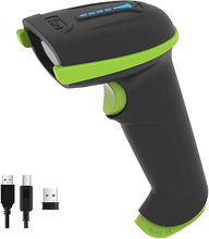 Load image into Gallery viewer, Tera Barcode Scanner Wireless Versatile 2-in-1 (2.4Ghz Wireless+USB 2.0 Wired) with Battery Level Indicator 328 Feet Transmission Distance Rechargeable 1D Laser Bar Code Reader USB Handheld (Green)
