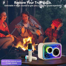 Load image into Gallery viewer, HWWR Karaoke Machine for Kids and Adults, Mini Portable Bluetooth 5.3 Karaoke Speaker with 2 Wireless Microphones, Popular Birthday Gifts for Girls Age 3-12+, Singing Machine with Party Lights
