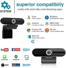 Load image into Gallery viewer, 4K Webcam, HD Webcam 8MP- Laptop PC Desktop Computer Web Camera with Microphone, USB Webcams for Video Calling Recording Streaming Video Conference, Webcam with Mini Tripod,Privacy Shutter.
