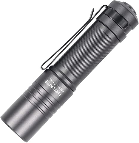 ThruNite Archer Pro V2 EDC Flashlight - 950 Lumens, USB-C Rechargeable, Tail Switch LED Penlight for Camping, Outdoor & Emergency - Cool White (Grey)