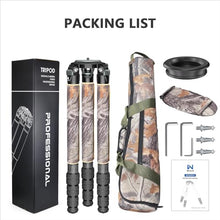 Load image into Gallery viewer, Carbon Fiber Heavy Duty Tripod for Camera, WEYLLAN LX9G Camera Bowl Tripod with 40mm Leg Camouflage Sleeve 10-Layer Carbon Fibre Professional Camcorder Tirpod for Telephoto Lens Max Load 88lbs/40kg
