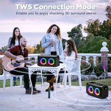 Load image into Gallery viewer, HWWR Karaoke Machine for Adults Kids, Bluetooth Party Karaoke Speaker with 2 Wireless Microphones for Singing, PA System with HiFi Sound/Dual 3&quot; Subwoofers/Echo Adjustment/Disco Lights for Home Party
