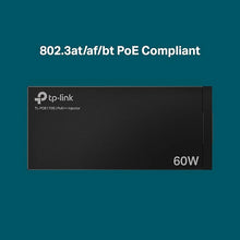 Load image into Gallery viewer, TP-Link TL-PoE170S 802.3at/af/bt Gigabit PoE Injector Non-PoE to PoE Adapter Supplies up to 60W (PoE++) Plug &amp; Play Desktop/Wall-Mount Distance Up to 328 ft. UL Certified, Black
