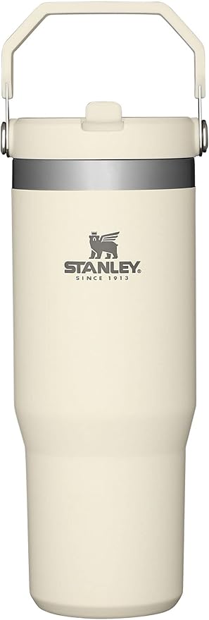 STANLEY IceFlow Stainless Steel Tumbler with Straw - Vacuum Insulated Water Bottle for Home, Office or Car - Reusable Cup with Straw Leak Resistant Flip - Cold for 12 Hours or Iced for 2 Days (Cream)