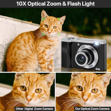 Load image into Gallery viewer, 56MP 5K Digital Camera 10X Optical Zoom, Front and Rear Dual Cameras with 2.8" IPS Touch Screen, Video Vlogging Camera for Photography with 64G Micro Card, Compact Point and Shoot Camera, Black_76

