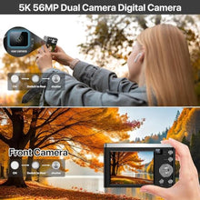 Load image into Gallery viewer, 56MP 5K Digital Camera 10X Optical Zoom, Front and Rear Dual Cameras with 2.8" IPS Touch Screen, Video Vlogging Camera for Photography with 64G Micro Card, Compact Point and Shoot Camera, Black_78
